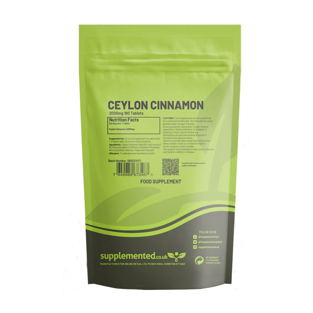 Cinnamon Extract Ceylon 2000mg Tablets